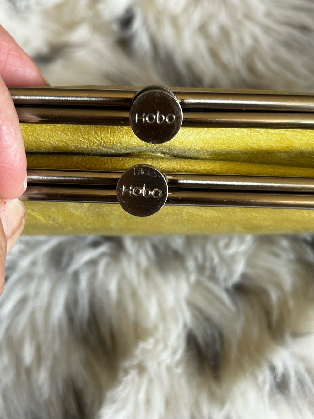 HOBO Leather Kiss-Lock Clutch with Silver Hardware $25